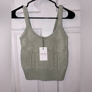 Promesa Sage Green Cable Knit Sweater Tank Top